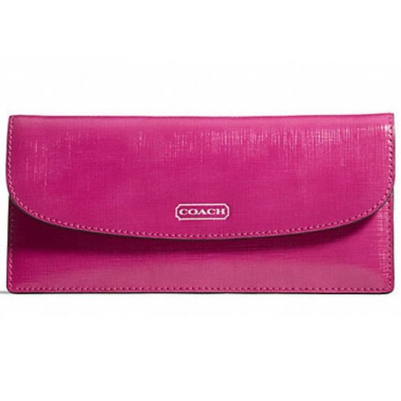 Coach Magenta Darcy Patent Leather Multi-function Soft Wallet - Picture 1 of 3